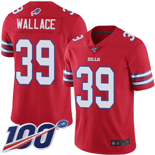 Men Buffalo Bills 39 Levi Wallace Limited Red Rush Vapor Untouchable 100th Season NFL Jersey